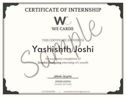 Sample Certificate of Internship with We cards