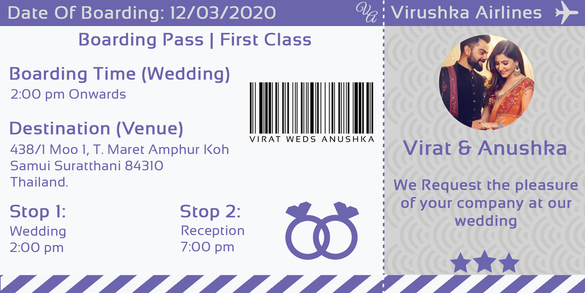 Boarding Pass Ticket Wedding Card