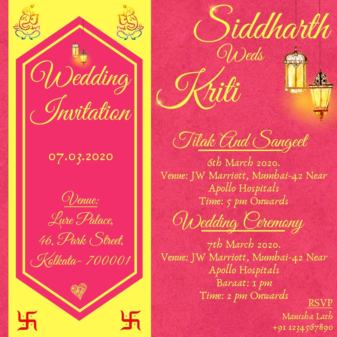 Free Order online Hindu Wedding E-Cards for Whatsapp
